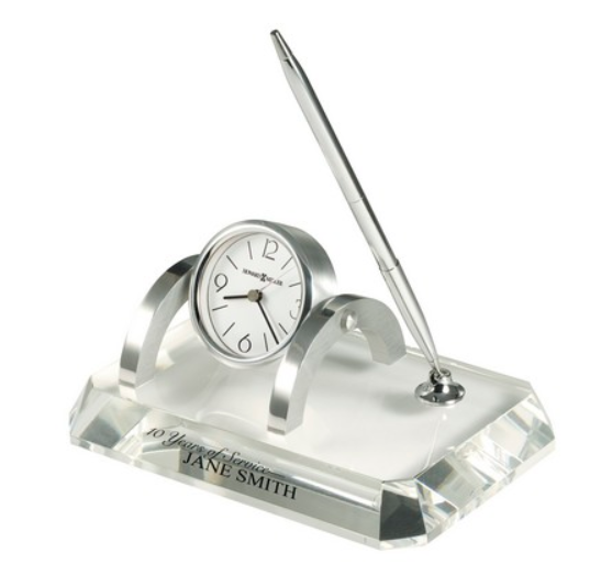 Howard Miller Prominence Crystal Desk Set w/ Clock & Pen